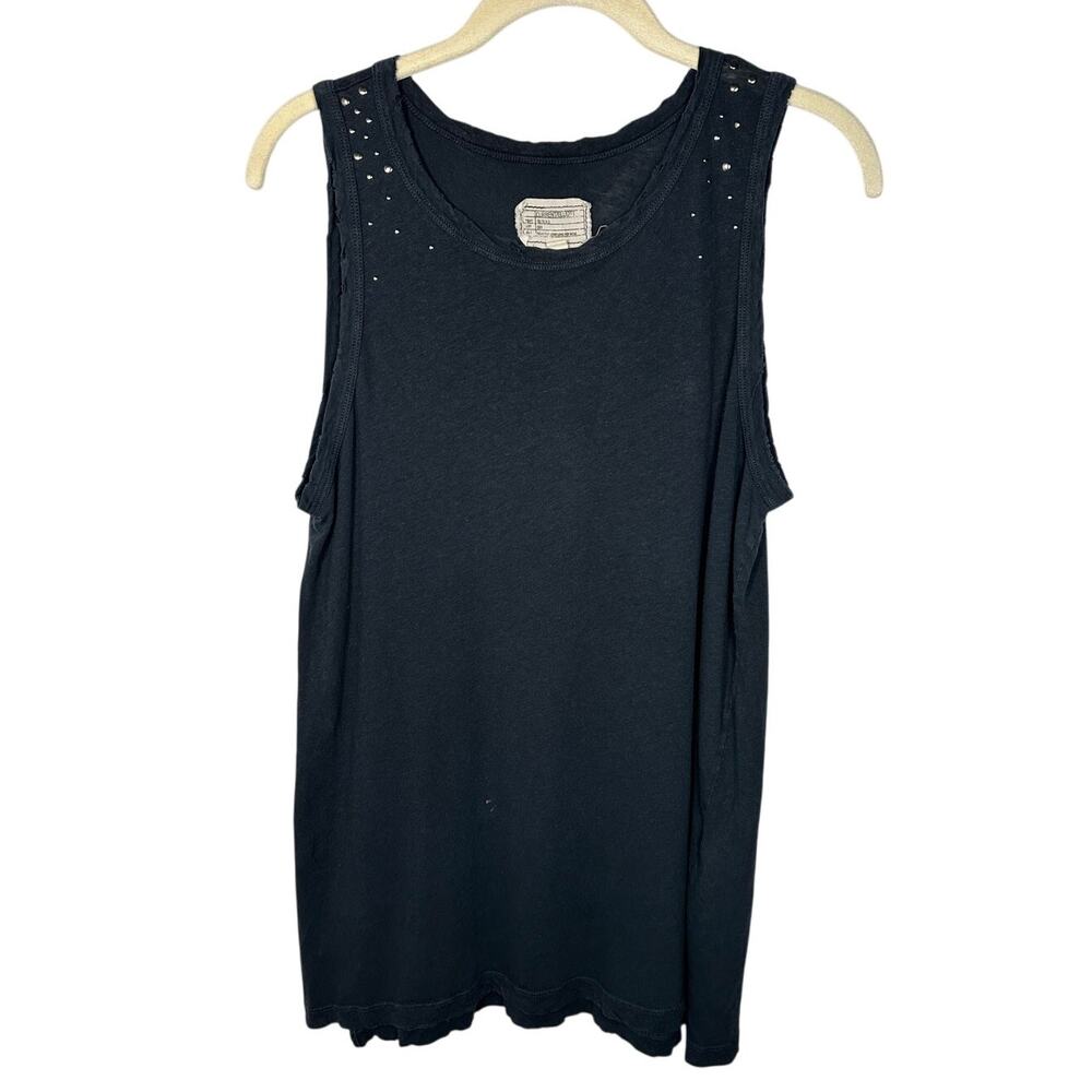 Current/Elliott Black Sleeveless Studded Tank